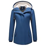 MODFUL Women's Warm Winter Coat Thicken Fleece Lined Parka Plus Size Jacket With Hood(Navy,Large)