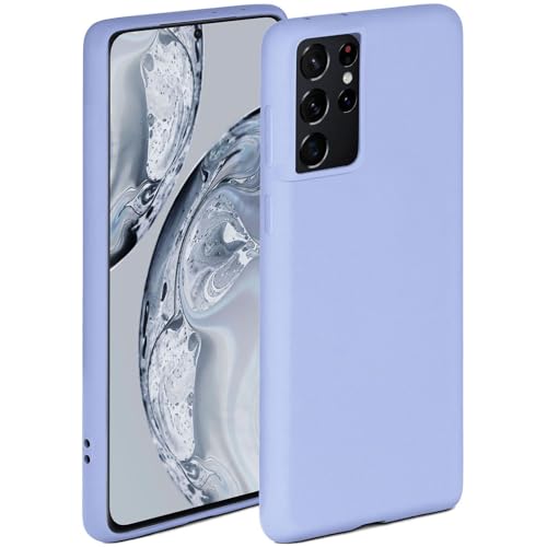 Coque silicone Samsung S21 Ultra bleu clair avec protection surélevée écran et objectif