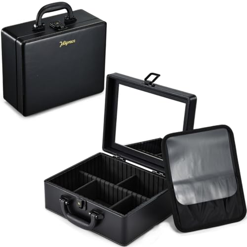 Joligrace Travel Makeup Case with Mirror and Dividers