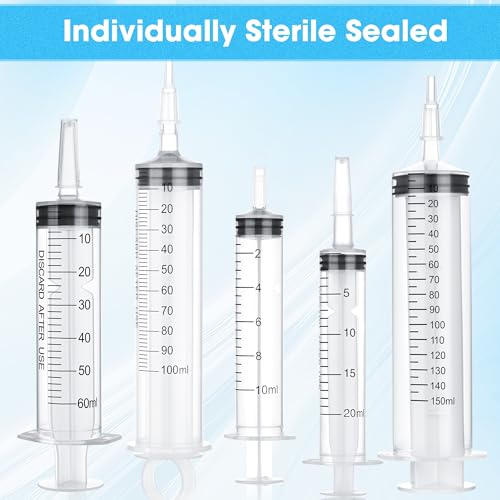 Image of 10 Pack 10ml Plastic Syringe, Luer Slip Tip with Cap, Syringes for Liquid, Measuring, Watering, Refilling, Feeding