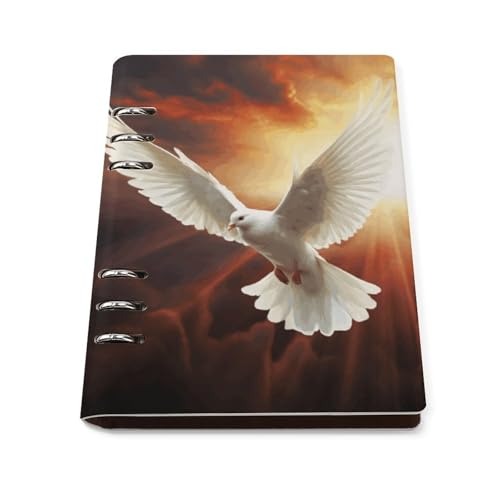 Cuaderno A5 de piel sintética premium Dove Sun Art recargable con cubierta duradera de 6 anillas