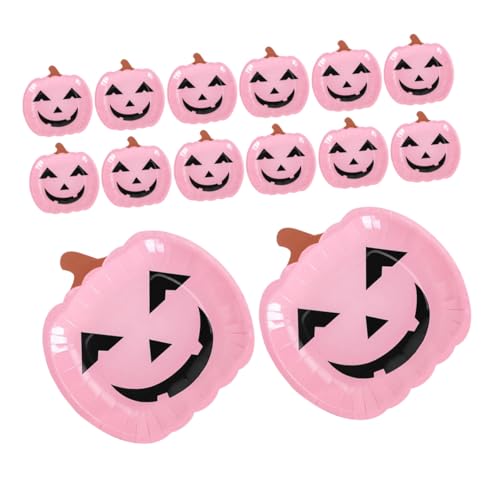 iplusmile 20個 ハロウィンパンプキン紙皿 使い捨てパーティーデザートプレート 笑顔かぼちゃ形状 家用多目的ケーキ皿 おしゃれで目を引くフ