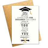 Podagree Christian Graduation Card 2026, Jeremiah 29:11 Bible Verse Graduation Card, Religious Congratulations Cards with Cap and Diploma, Faith Based Inspirational Cards for Graduate