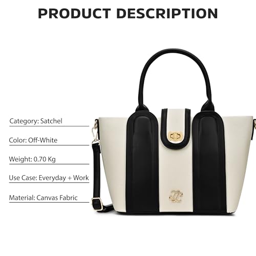 Image of Lavie Signature Canva Lock Satchel Bag | Satchel Handbag for Work | Ladies Purse | Stylish Shoulder Bag | Gift for Women