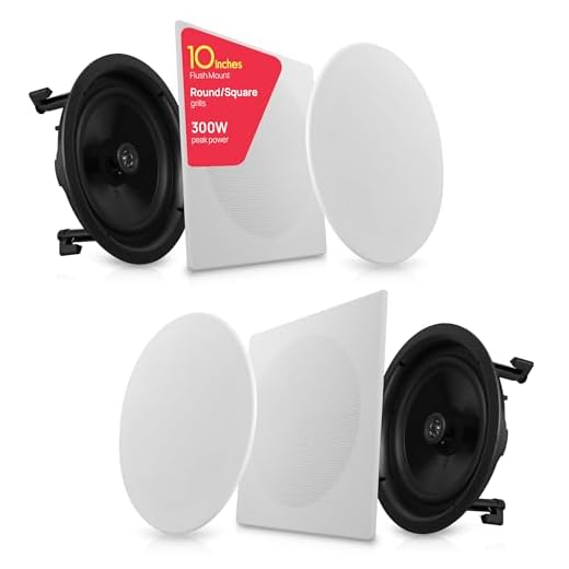 Pyle Pair 10” Flush Mount in-Wall in-Ceiling 2-Way Speaker System Spring Loaded Quick Connections Changeable Round/Square Grill Stereo Sound Polypropylene Cone Polymer Tweeter 300 Watts (PDIC16106)