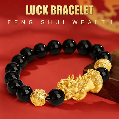 Image of 5 Pcs set Feng Shui Good Luck Bracelets 12mm for Men Women Chinese Fengshui Lucky Bracelet with Pixiu Dragon Charm Attracts Good Luck Wealth Money