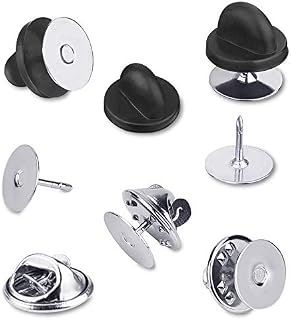 60 Pairs Tie Tack Pin Backs with Blank Pins, 30 Sets Metal Butterfly Cluth Pin Keepers Pin Locking Clasp & 30 Sets PVC Rubber Pin Backing Holder Cap with Pins