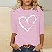 Women Love Heart Printed Shirts Junior Tops Cute Casual Graphic Tshirts Trendy Tees Spring Summer Clothes Plus Size Pink