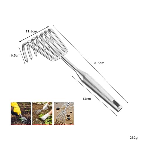 Rastrillo de mano de acero inoxidable para jardín 7 púas miniatura 4