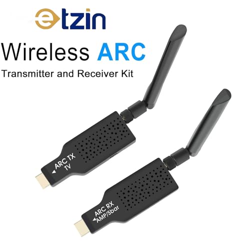 Image of ETZIN Wireless ARC Transmitter and Receiver Kit, HDMI, Range Up to 165ft /50m, Black, for Soundbar and Power Amplifier HDMI ARC Audio Extender Adapter for TV Projector To Sound Bar Speaker (Only Audio)