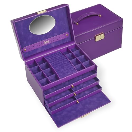 Karen Colisimo boîte à bijoux en cuir de vachette violet de luxe