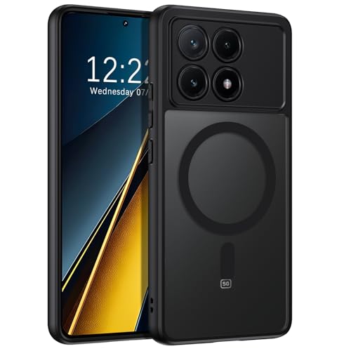 BENTOBEN Funda Magnética para Xiaomi Poco X6 Pro 5G/Redmi K70E 5G [Compatible con Magsafe]Carcasa Funda Cover Protección de Grado Militar Anti-Golpes Parte Trasera Mate Translúcida Anti-Arañazos-Negro