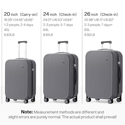 mixi 24 Inch Checked Luggage PC Hardshell Suitcases with Wheels for Travel Woman Men, Rock Gray by mixi - Used condition - Image 6