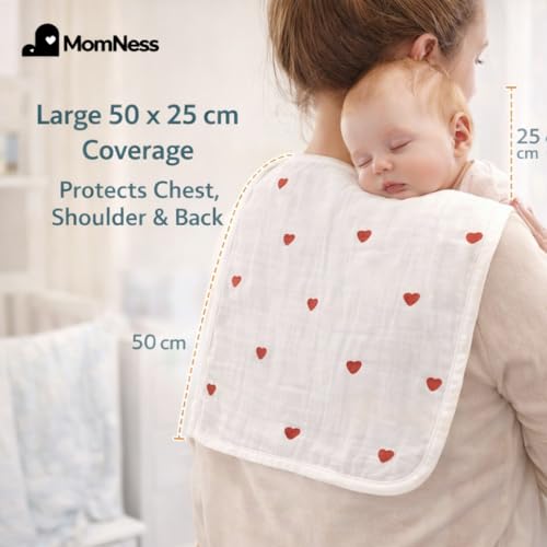 Image of Premium 100% 6 Ply Pure Cotton Baby Muslin Burp Towel (Pack of 4), Burp Cloth, Washcloth, Lightweight, Breathable, Natural Dyes, Unisex, White