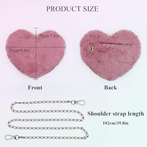 FuninCrea Plush Shoulder Bag for Women, Heart-Shaped Crossbody Purses for Women, Cute Purses Handbag with Zipper for Phone2