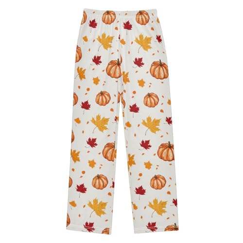 Orange Fall Maple Leaf Pumpkin Boys Pants for Kids Jogger Pants with Pockets S