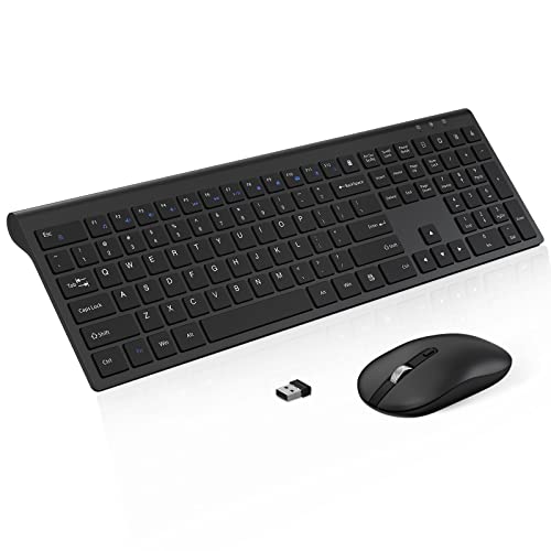 Image of cimetech Wireless Keyboard and Mouse Combo, Full Size Silent Ergonomic Scissor Switch Keyboard and Optical Mouse Set, 2.4G Lag-Free Cordless Keyboard Mice for Computer, Mac, Laptop, PC, Windows -Black