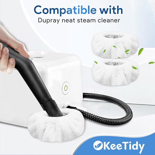 KeeTidy Steam Cleaner Accessories Pads Compatible with Dupray Neat Washable Microfiber Replace Pads for Hardwood Floor Cleaning Universal Microfiber Cloths Small Bonnets (White 4 Pack)