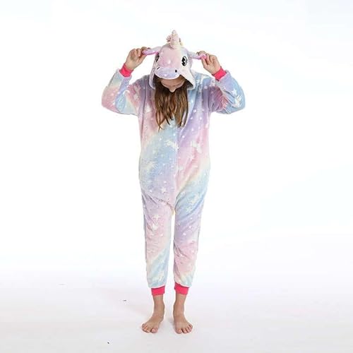 Pijama Kigurumi Unicórnio Infantil Inverno Brilha No Escuro (Roxo Luminoso, 10)