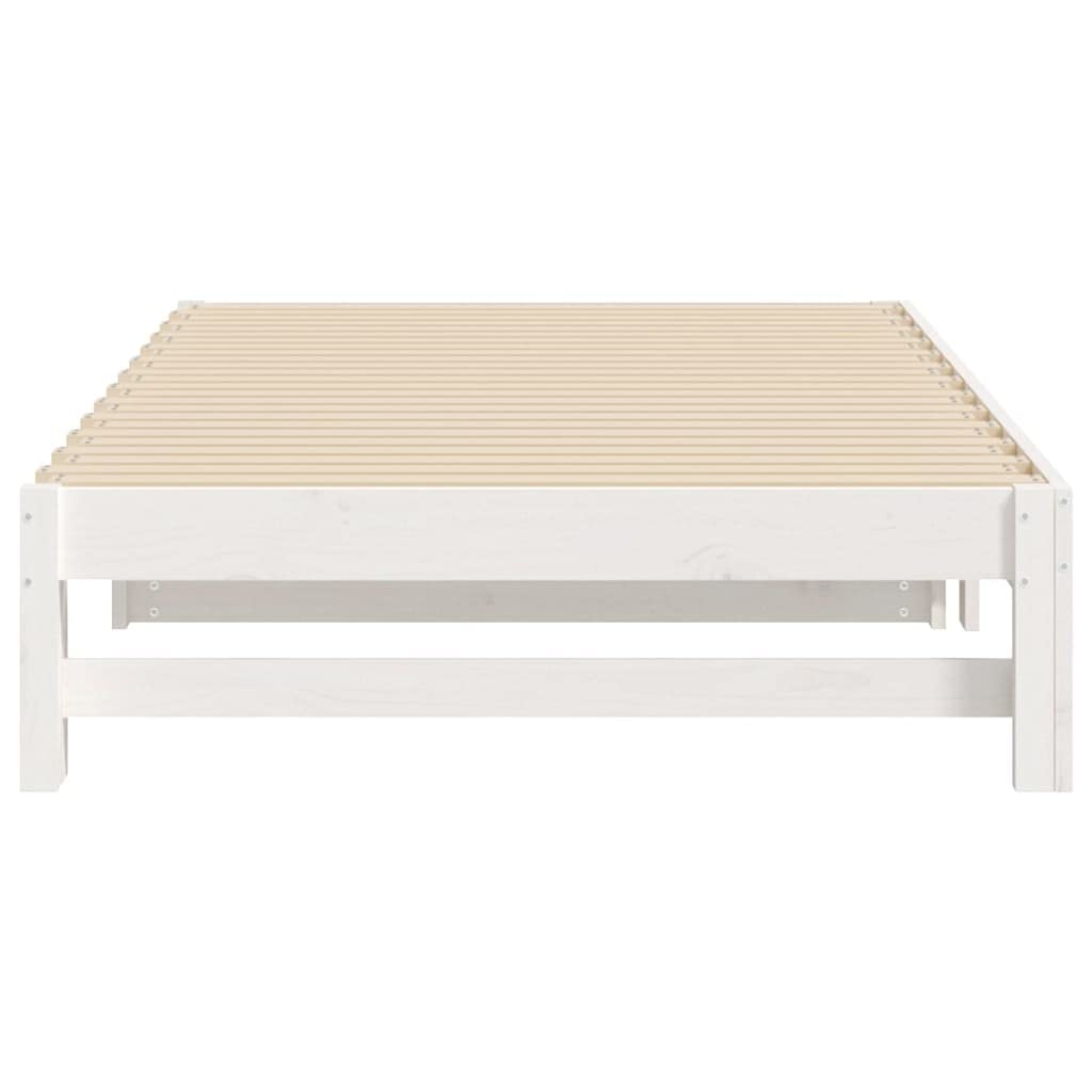 vidaXL Sofá Cama Extraíble para Invitados Plegable Mobiliario Mueble Multiusos Salón Sala de Estar Madera Maciza de Pino Blanco 2X(80x200) cm