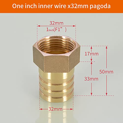 Candeon 2pcs 1inch Hose Barb Brass Garden Hose Fittings Connector Adapter Barb to NPT Female Thread No Leaks(32mm) - Image 2