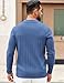 COOFANDY Mens Knit Polo Sweaters V Neck Long Sleeve Knit Polos Lightweight Casual Old Money Clothing Demin Blue