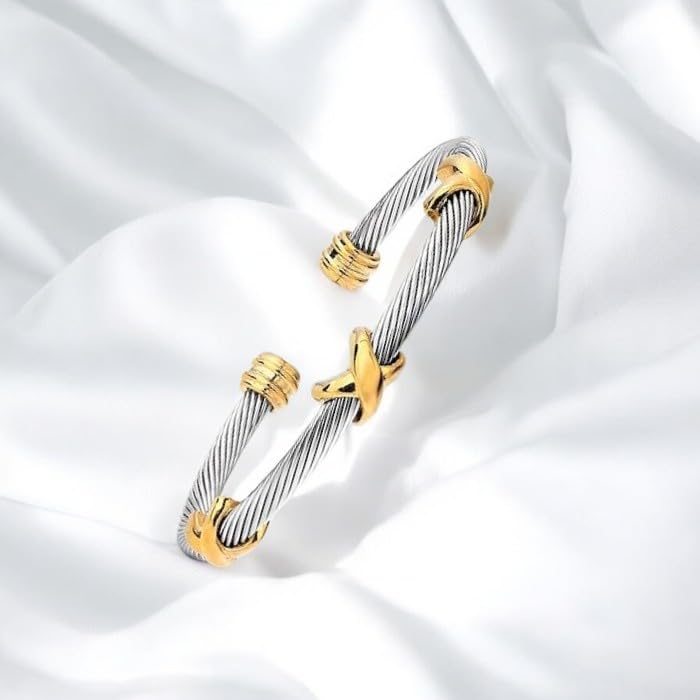 Multi Twisted Cable Wire Cross Bracelet For Women Men Classic Stainless Steel Fashion Stackable OPen Bangle Open Cuff Bangles Vintage Jewelry4