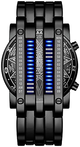 MASTOP Men's Lava Stainless Steel Lava RED LED Digital Bracelet Watch