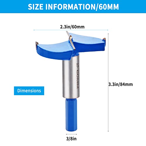 1-3/5" Forstner Drill Bit,Hex Shank Carbide Tipped Wood Drilling Wood Tool Punching Bit(40mm), Blue - Image 4