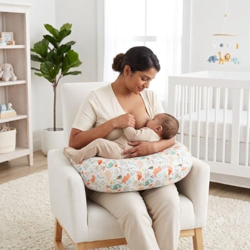Image of ๐๐ข๐ฆ๐ ๐๐ฅ Nursing Pillow for Breastfeeding Newborn Baby | C-Shape Feeding Pillow with Removable Cotton Cover | Tummy Time, Propping & Sitting Support | Baby Feeding Pillow for Mother (Duck Organe)