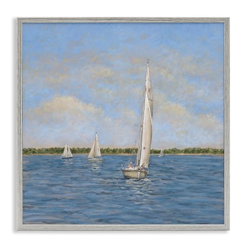 Sailing Summer Waves Coastal, 17 x 17 Inch Framed Giclée Print
