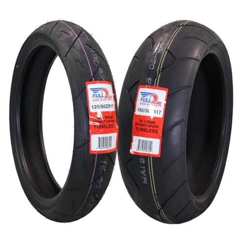 Full Bore M1 120/60ZR17 Front & 190/50ZR17 Rear Motorcycle Tires High-Performance Radial Superior Grip & Handling for Street & Track 120/60-17 190/50-17 USA Family Owned