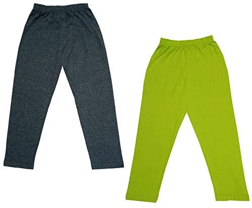 Image of IndiWeaves Girls Super Soft Cotton Solid Capri Pants (Green, Grey, 12-14 Years) Pack of 2