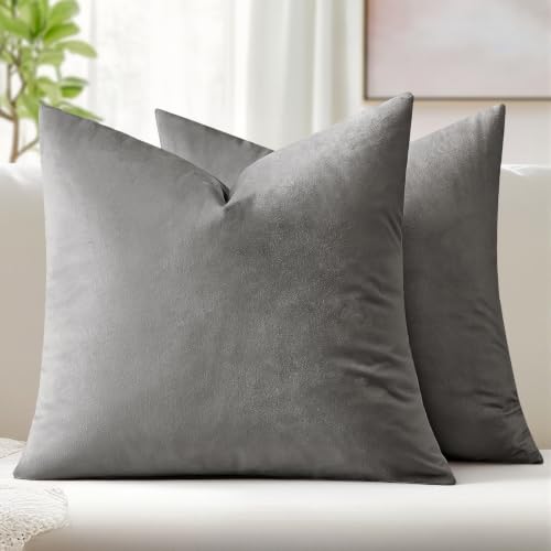 Image of MIULEE Pack of 2, Velvet Soft Soild Decorative Square Throw Pillow Covers Set Cushion Cases Pillowcases for Sofa Bedroom Car18 x 18 inch 45 x 45 cm