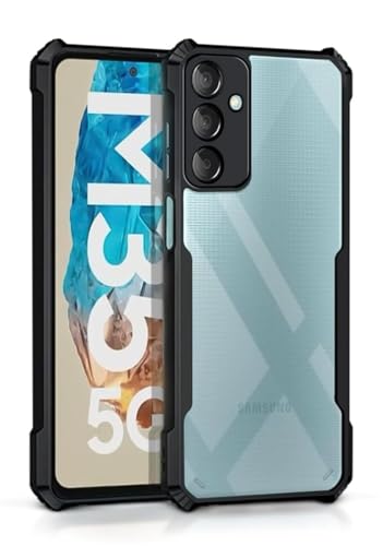 Image of BATCHONE Polycarbonate Gripcase Cover Case Compatible for Samsung Galaxy M35 5G 360 Degree Protection /Transparent Back Case (Black Bumper) (Pack of 1)