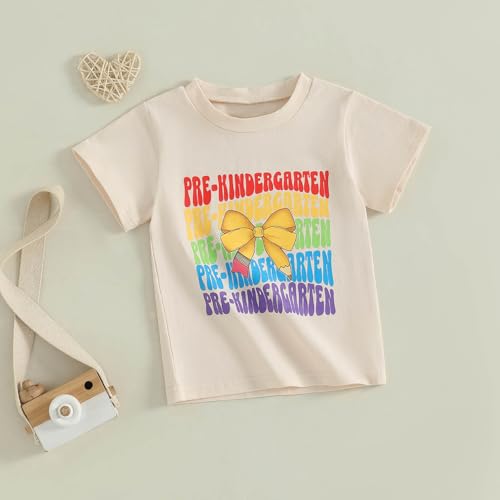 Girls Back to School T-Shirt Toddler Short Sleeve Crewneck Letters Print Summer Tee Tops Kids Clothes 2T 3T 4T 5T4