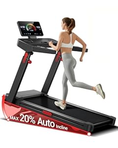 UMAY Laufband mit Steigung Automatisch, Laufband Für Zuhause Klappbar 4-stufiger Verstellbarer Konsole und Leisem 3, 5-PS-Motor, Treadmill for Home Max. 180 KG, Platzsparend