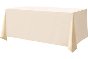 Surmente Beige Wedding Tablecloth | 90 x 132-inch Rectangle Polyester Tablecloth for...