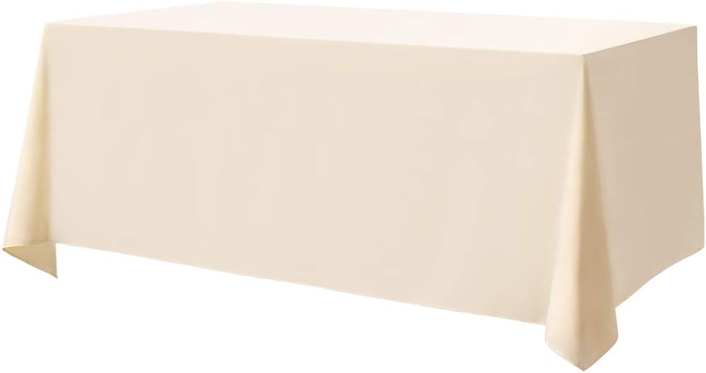 Surmente Ivory Tablecloth 90 x 132-inch Rectangular Polyester Table Cloth for Weddings, Banquets, or Restaurants 132" x 90" (Rectangular) Ivory