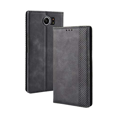 Abtory Case for BlackBerry Priv, Leather Wallet Case Book Style PU Folio Flip Cover Stand Feature Magnetic Clasp Closure Cash Pocket Card Holder for BlackBerry Priv Black