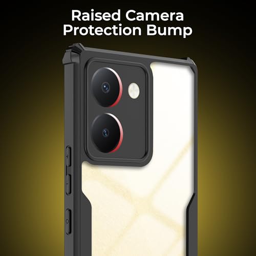 Image of A rtistque Clear Hard Transparent Acrylic Armor Back Cover Case for Vivo Y36 4G | Shockproof TPU Edge Protection | Slim Protective Design | Vivo Y36 Back Cover - Black