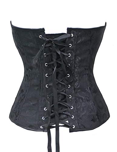 Bslingerie&reg; Womens Waist Cincher Boned Corset with Brocade (UK 8 (S), Black) steampunk buy now online