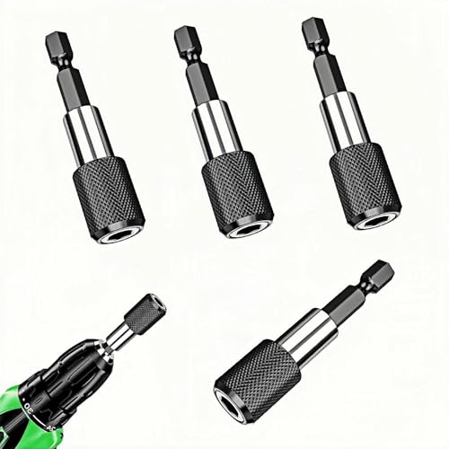 SHENGYIG Portapuntas Magnético 1/4'' 60mm - 4 Piezas para Atornillador Inalámbrico y Taladro Manual - Extensión Magnética con Cambio Rápido de Brocas - Accesorio para Herramientas Eléctricas