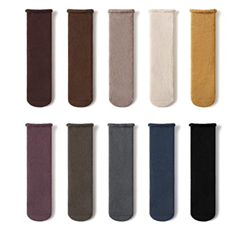 Yizelli 2 Pairs Winter Warm Thick Mid Calf Socks for 3-12 Years Kids Thermal Knee High Socks for Toddler Boys Girls3