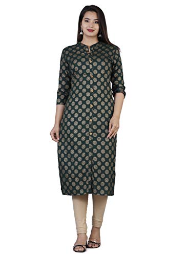Image of Rayon Knee Length Printed Straight Kurti for Women | Kurtas for Women | Women Kurta | Round Neck Full Sleeves Short Kurti for Women's