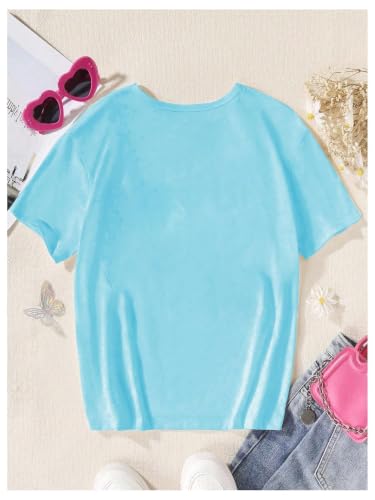 Image of SHENHE Girl's Summer Hawaiian Shirt Aloha Tropical Graphic Cute Crewneck Short Sleeve T Shirts Teen