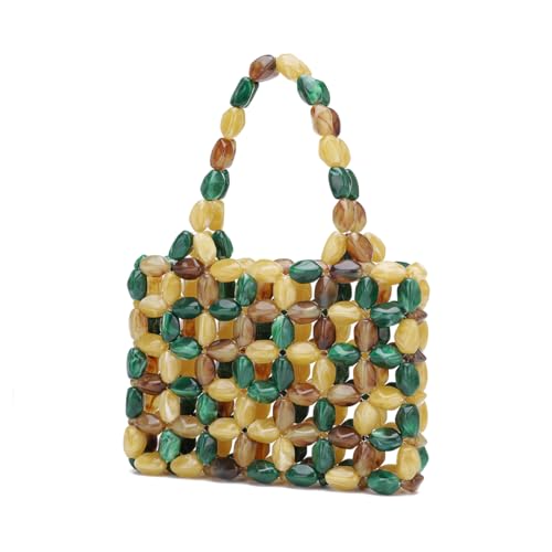 Bolso tote tejido con cuentas para mujer miniatura 1