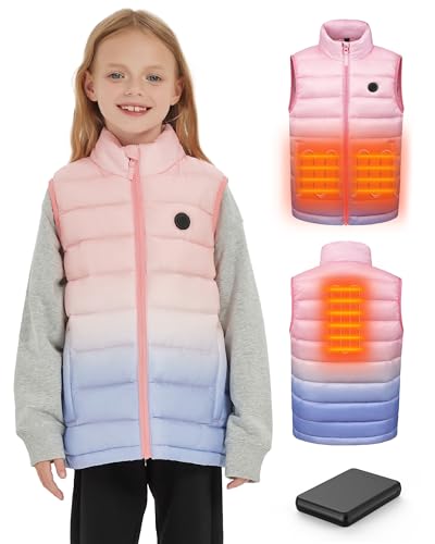 Kids' Puffer Heated Vest, Electric Heating Vest for Kids with 5V Battery Pack