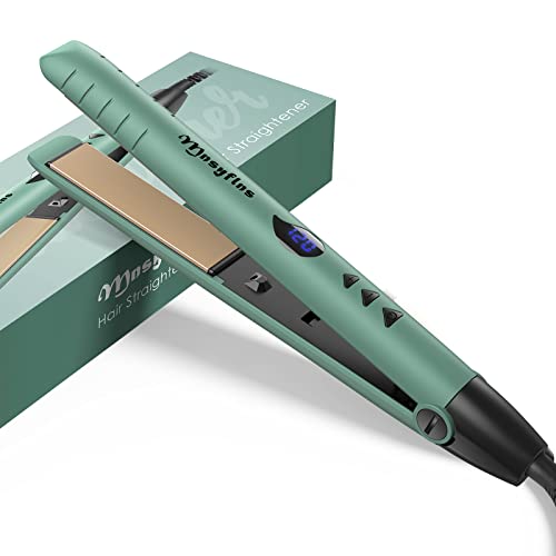 Mnsyflns Planchas del Pelo, 2 en 1 Placas de Cerámica Alisador y Rizador, Profesional Rápido Salón Aparatos y Utensilios de Peluquería con Temperatura Ajustable 0 ℃ -200 ℃,Verde