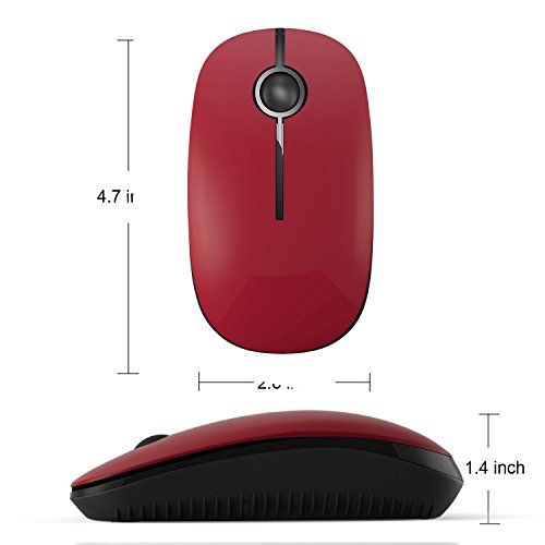 Image of VssoPlor Wireless Mouse, 2.4G Slim Portable Computer Laptop Mouse with Nano Receiver Quiet Silent Optical Mice for Notebook, PC, Laptop, Computer-Black and Red